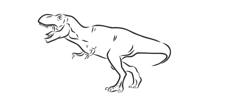 Line drawing of a Tyrannosaurus rex
